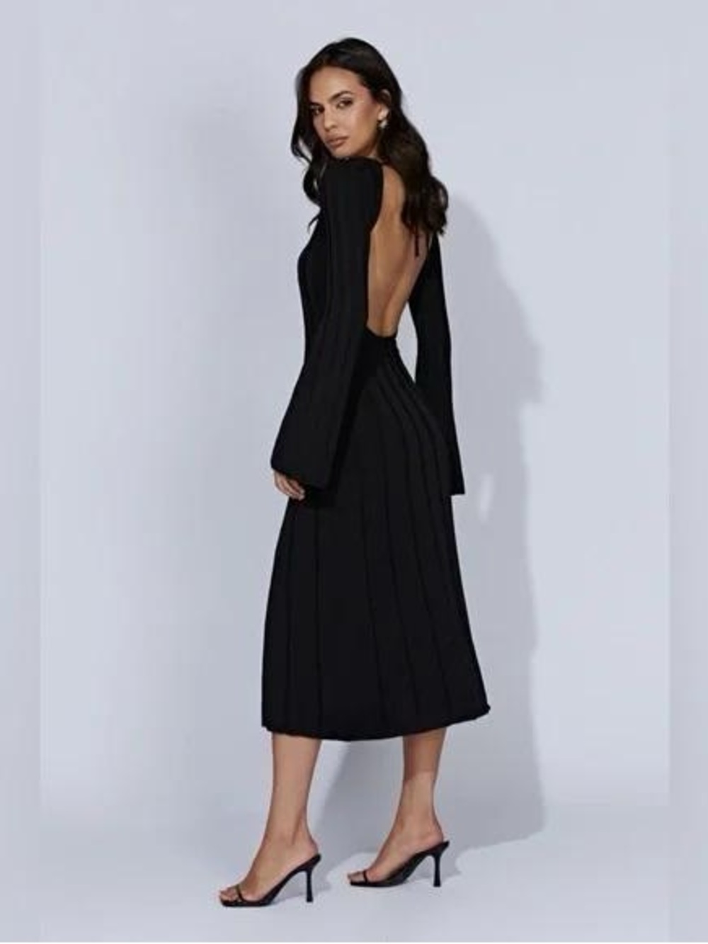 Meshki Juniper Flare Sleeve Knit Midi Dress - Picture 2 of 3